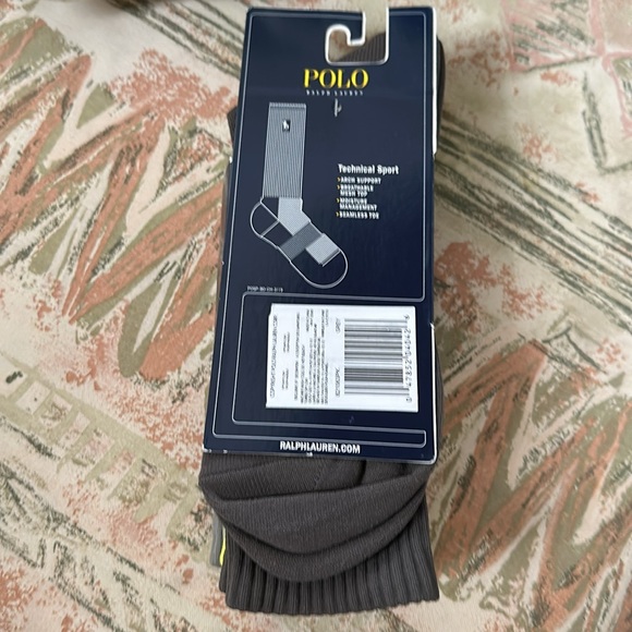 Polo Ralph Lauren crew socks 3 pack gray new with tags size large 10-13 tech - Picture 2 of 2